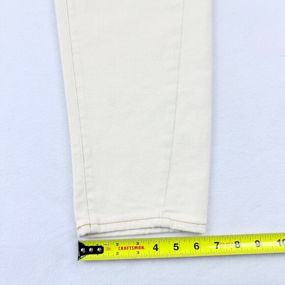 A.n.a Women's High-Rise Stretch Cream Curve Tapered Barrel Denim Jeans Sz 12 NWT - Picture 10 of 11